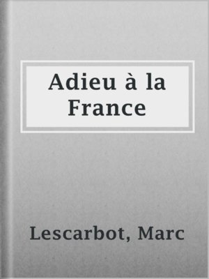 cover image of Adieu à la France